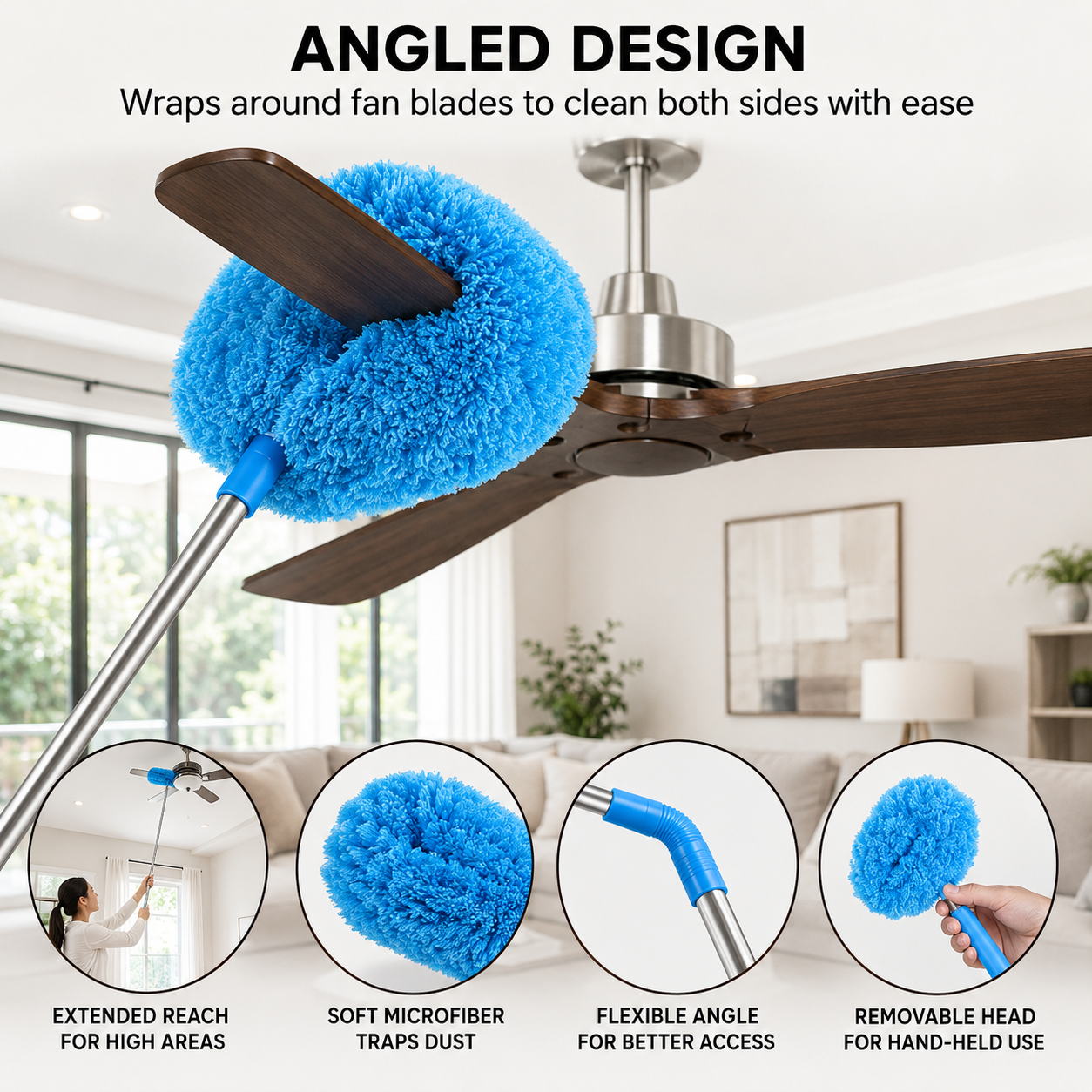 Lineva DustReach™ - Long-Handled Ceiling Fan Duster