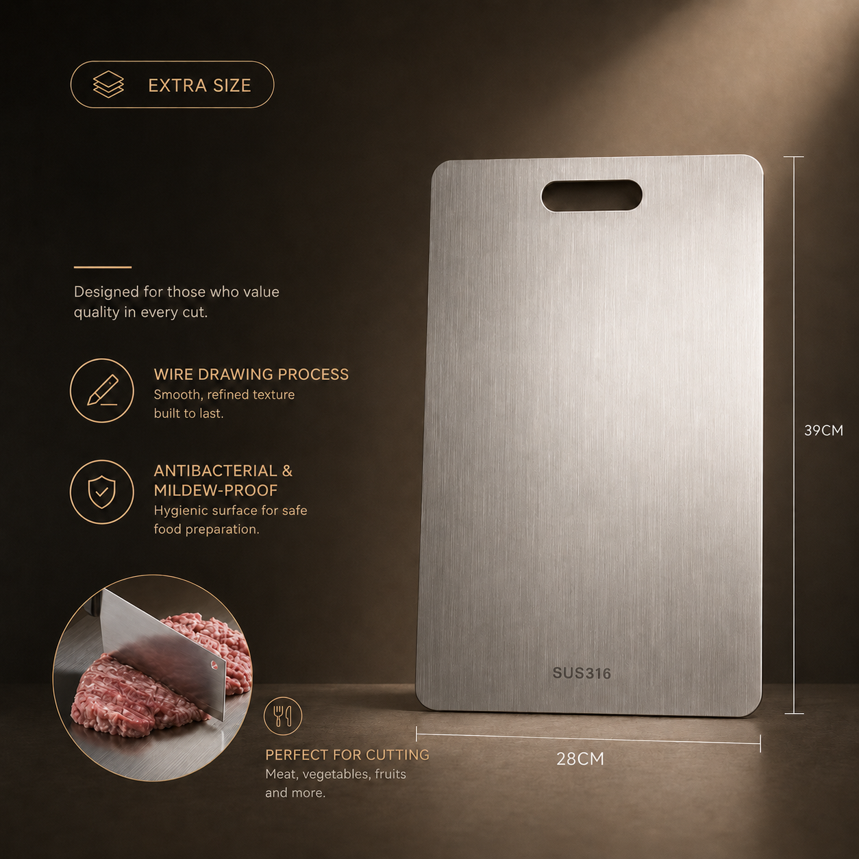 Lineva ProBoard™ - Stainless Steel Kitchen Cutting Board
