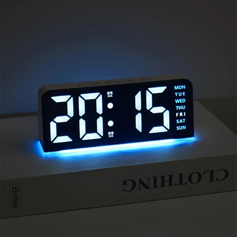 7'' LED Digital Alarm Clock Table Clock Three-Level Adjustable Brightness Dimmer/Dual Alarm/Temp/Date/Night Light for Bedrooms