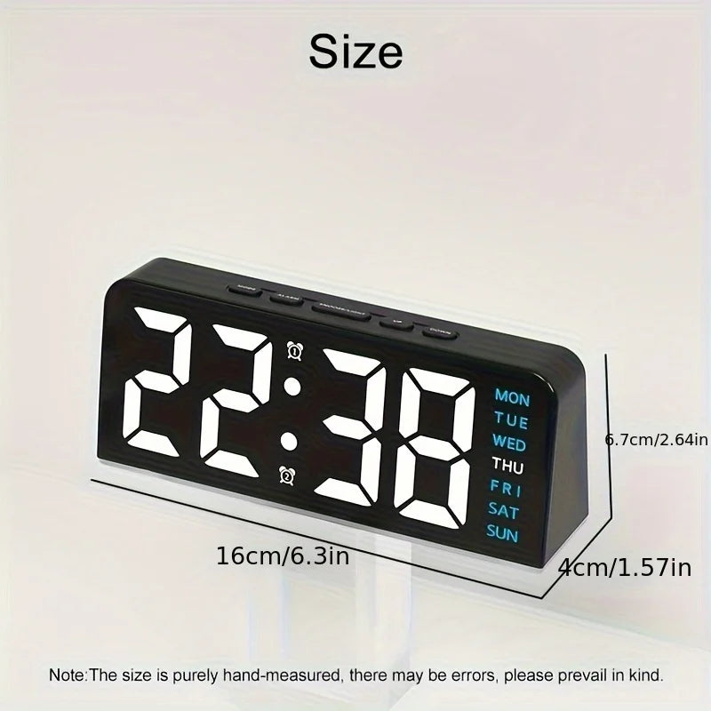 7'' LED Digital Alarm Clock Table Clock Three-Level Adjustable Brightness Dimmer/Dual Alarm/Temp/Date/Night Light for Bedrooms