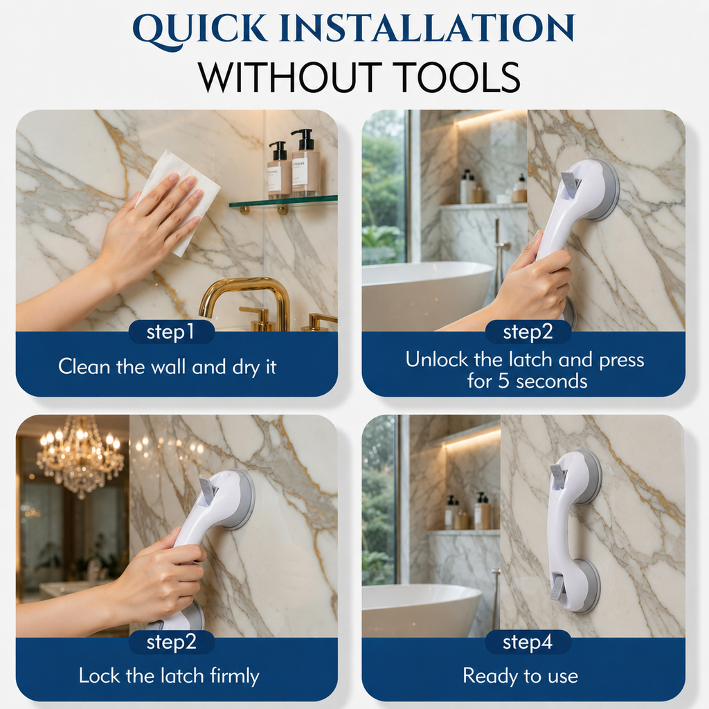 Lineva SafeGrip™ - Suction Bathroom Grab Bar